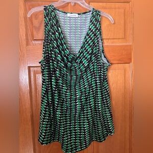 Calvin Klein Green and Black Patterned Blouse